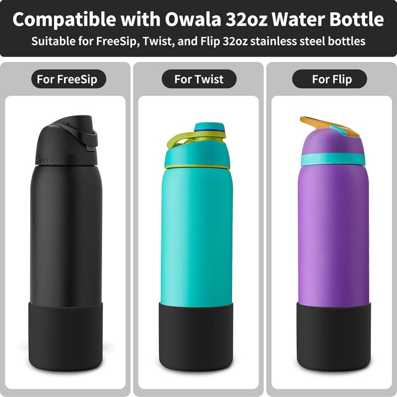 Diumepo Silicone Boot for Owala 32 oz Water Bottles, Anti-Slip Protective Sleeve for Owala Twist & FreeSip & Flip Insulated Bottles, Boot Bottom Base (Black) - Image 2